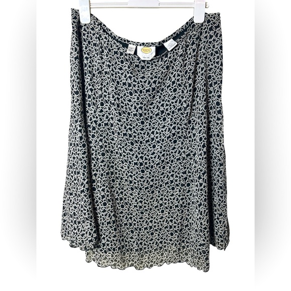 Vintage Talbots Womens Silk Skirt Side Zip Midi Black Ivory Size 20 Geometric - Picture 3 of 14